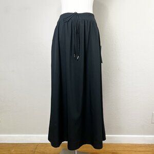 Girlfriend Collective Black Celene Gathered‎ Midi Skirt Black Drawstring Size XS
